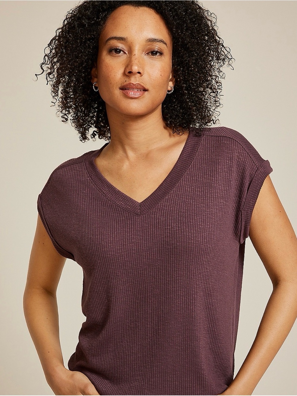 2pcs Sage Green and Burgundy V-Neck Women's Top L